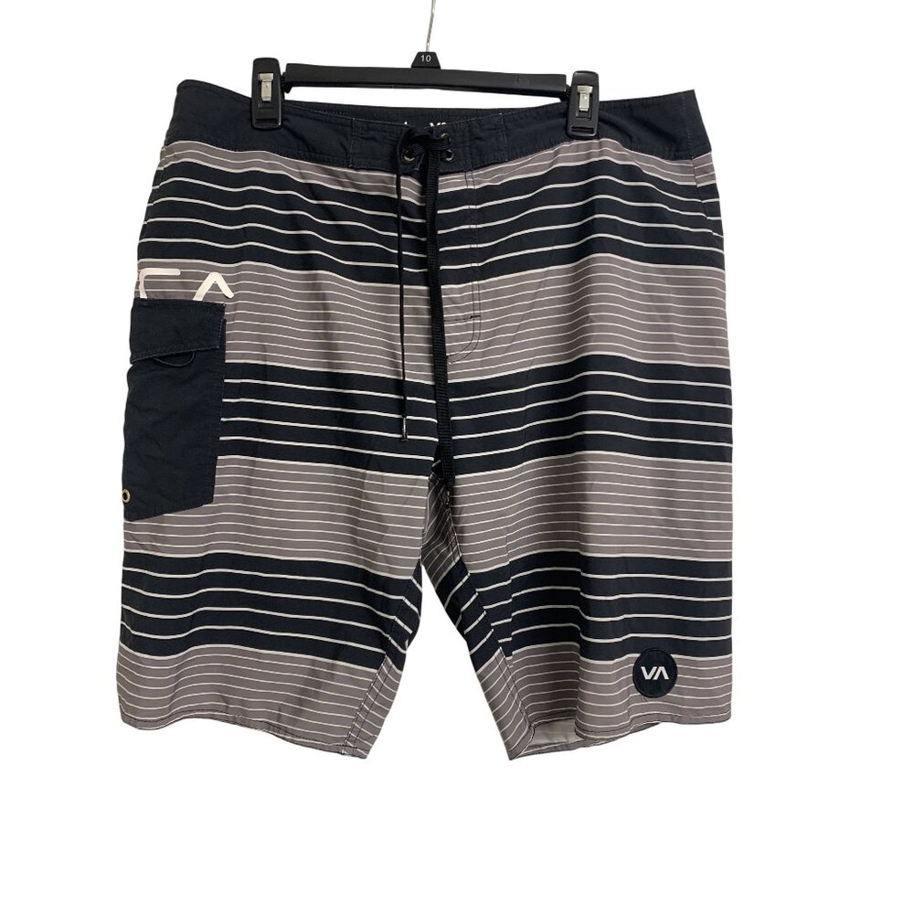 RVCA Stripe Swim Boardshorts Size 36‎ Y2K Beach